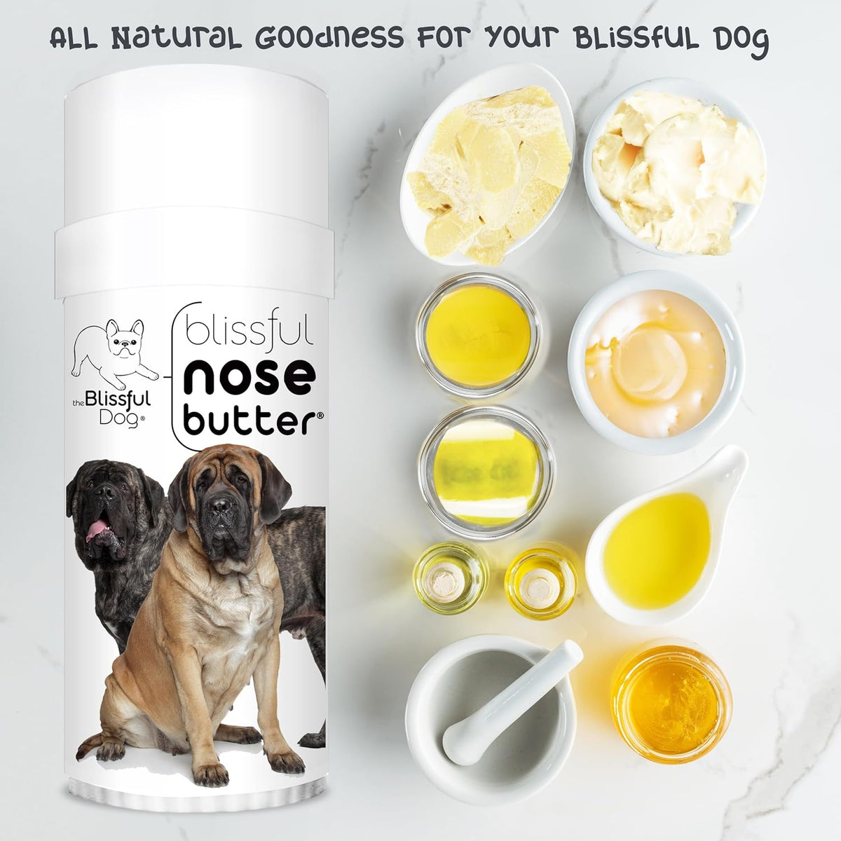 The Blissful Dog Mastiff Nose Butter, Versatile Dog Nose Balm for Dry Nose, Handcrafted Nose Moisturizer, Easy-to-Apply Dog Essentials, Unscented, 2 oz.