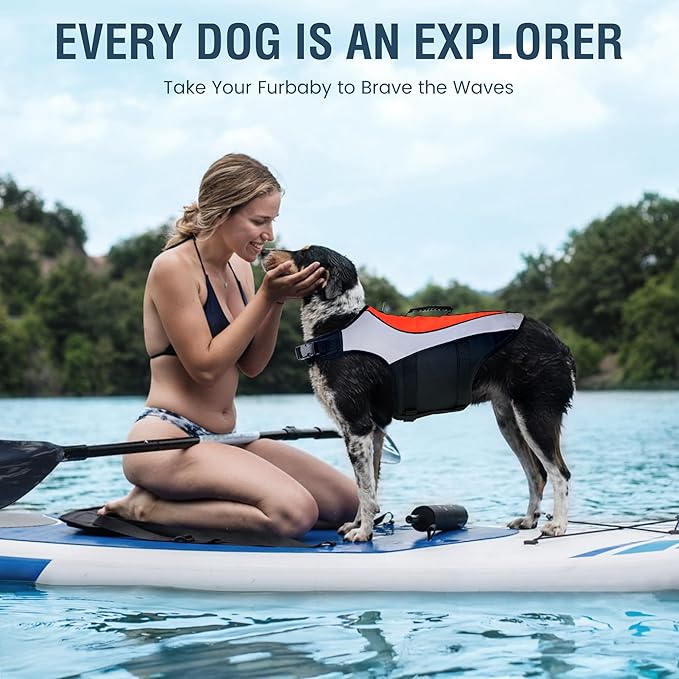 Dog Life Jackets for Large Breeds – Reflective Dog Life Vests for Swimming and Boating, Buoyancy Aid with Rescue Handle, Adjustable Swim Safety Vest (XL, Orange)