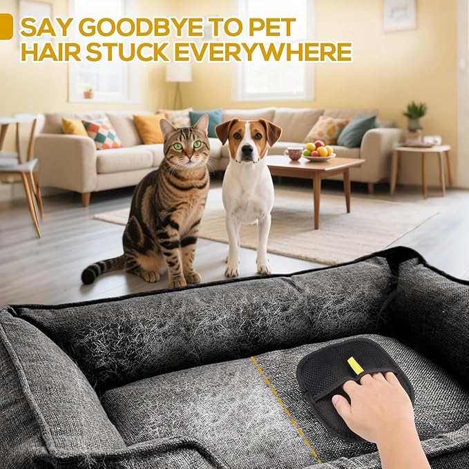 Static Pet Hair Remover Gloves, Reusable Electrostatic Pet Cat Dog Hair Removal Grooming Gloves Brush Tool for Couch, Furniture, Carpet, Car Seat