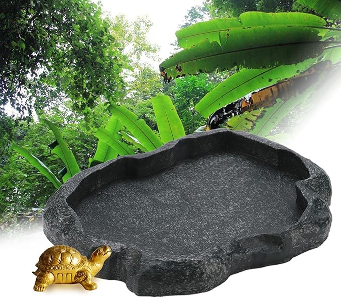 Tortoise Water Dish, 7.1 * 5.5 * 0.8in Reptile Water Dish，Reptile Food Dish Suitable for The Feeding and Watering Needs of Various Pets