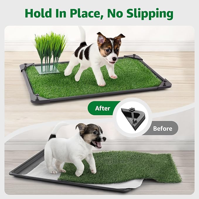 Dog Grass Pad with Tray - 35''x23'' Dog Litter Box Indoor Outdoor Full Potty System, Artificial Grass Patch Mat and Washable Pee Pad for Puppy Training - Pet Toilet for Balcony Patio