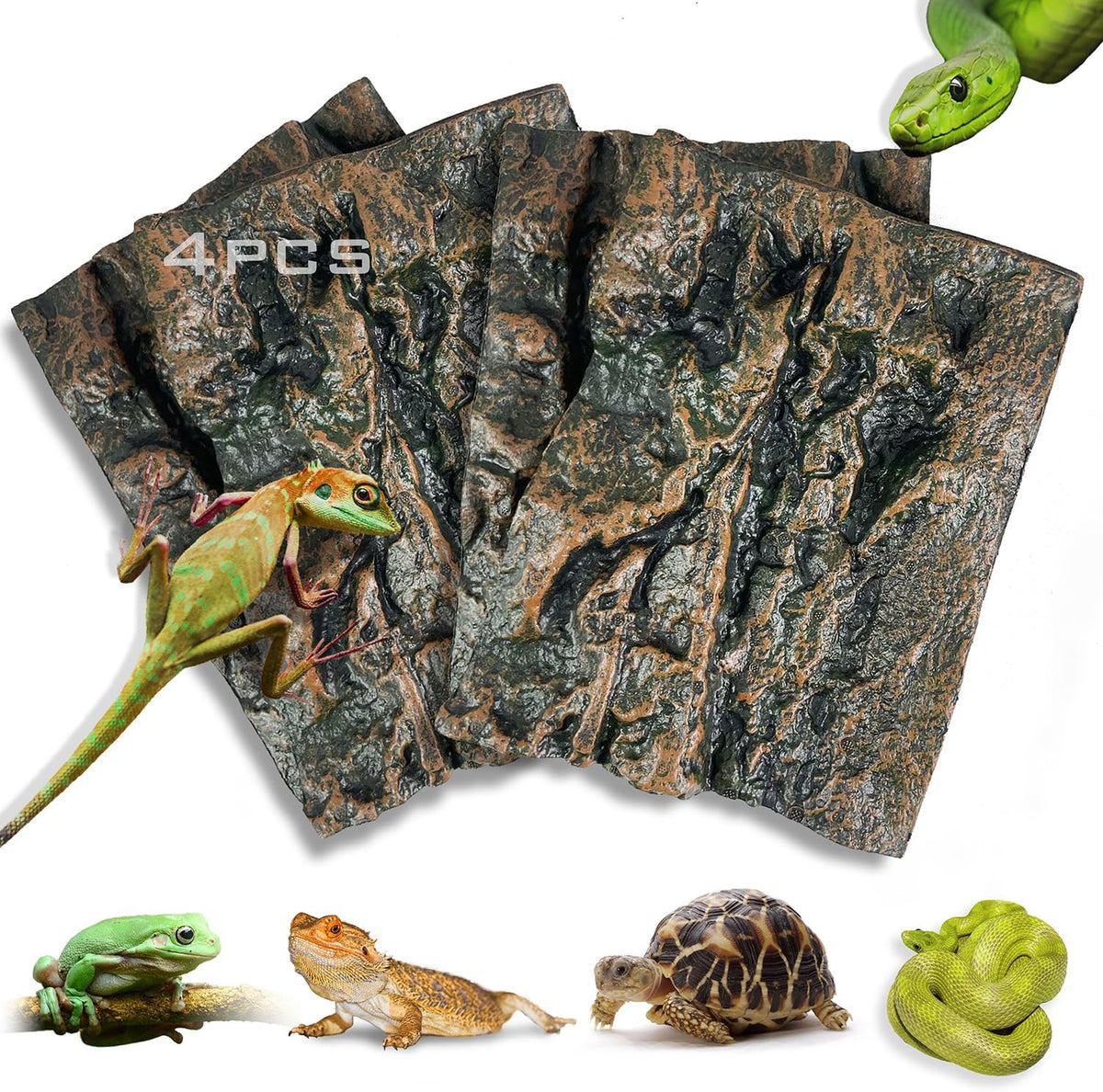 4pcs Rock Terrarium Background,3D Reptile Tank Background Board,Amphibian Stereo Backdrop Wall,Lizard Snake Gecko Spider Chameleon Turtle Fish pet silo Background Decorative Panel