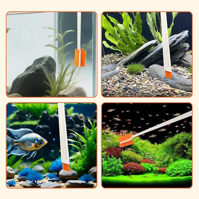 Small Fish Tank Cleaner Brush, Algae Scraper for Aquarium, Glass Aquarium Cleaning Tool, Fish Tank Cleaner Adapted for Glass and Acrylic Aquariums (Longer)