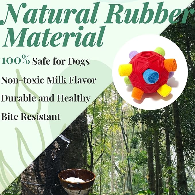 Snuffle Ball for Dog Toys Unbreakable Upgrade Ball Interactive Toy Foraging Snuffle Mat Puppy Treat Dispenser Slow Feeder Dog Puzzle Toys for Small, Medium, Large Pets (Red Rainbow)