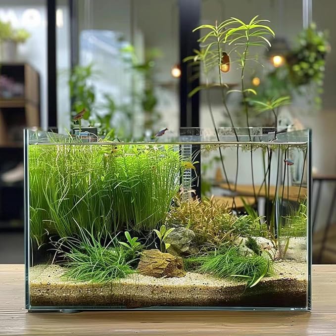 3 Gallon Glass Fish Tank, Easy to Maintain Small Aquarium for Betta/Goldfish/Snails/Shrimp and Aquatic Planting.