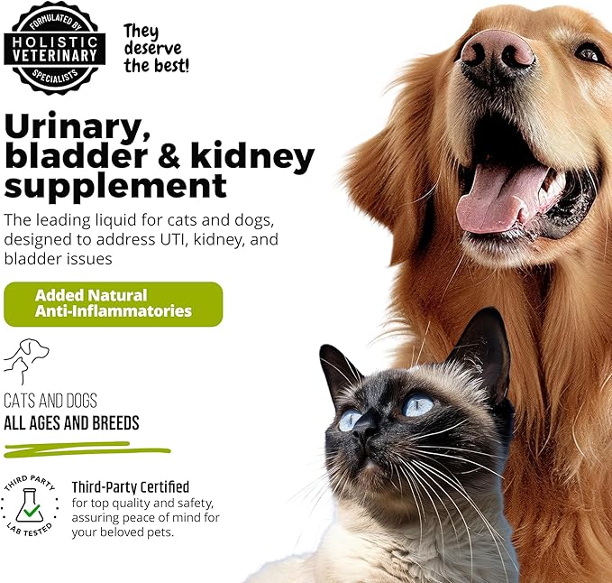Cat & Dog Urinary Tract Treatment, Bladder & Kidney Support for Dogs and Cats, Powerful Yet Gentle Pet Care, with Liquid Cranberry & Glucosamine, Chicken Flavor, 6 oz Bottle, 3 Pack