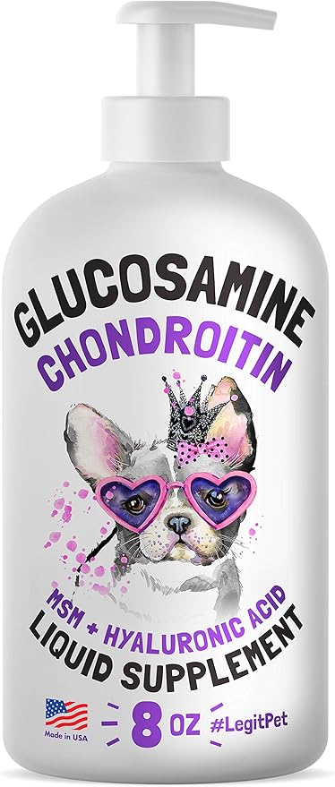 Liquid Glucosamine for Dogs Bacon Flavour with Chondroitin, MSM & Hyaluronic Acid K9 Supplement Hip and Joint Formula Advanced Mobility Joint Pain Relief Senior Advanced Supplement for All Breeds