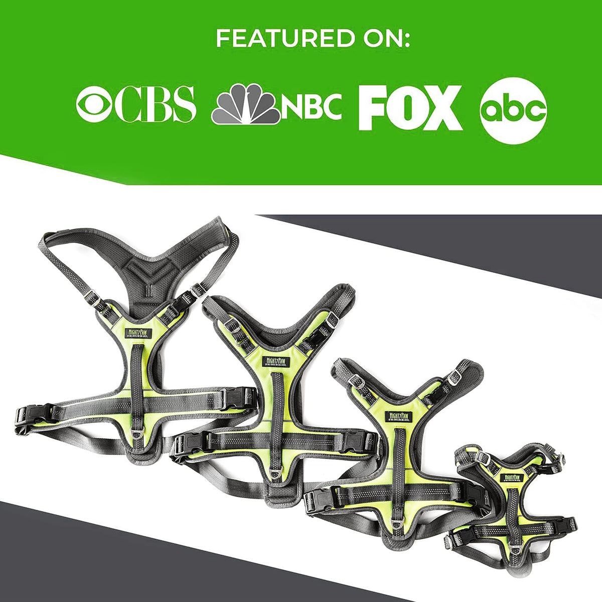 Mighty Paw Sport Harness 2.0 - Padded Canine Accessory - Adjustable Neck and Chest Straps - Enhanced Visibility with Reflective Stitching - Dog Padded Harness with Handle - Large - Green