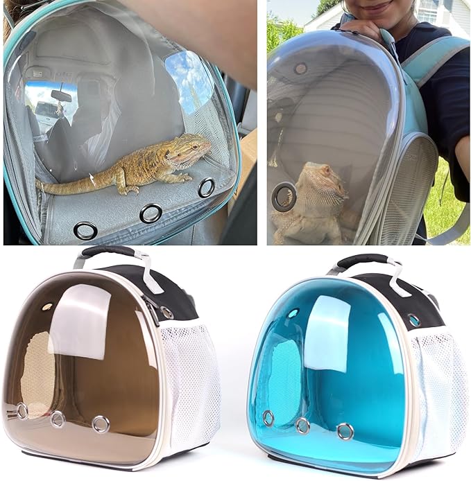 Guinea Pig Carrier Backpack with Soft Warm Mat Set,Lizard Backpack Carrier,Space Capsule Clear Bubble Window Astronaut Reptile Carrier Backpack for Bearded Dragon,Sugar Glider,Bunny