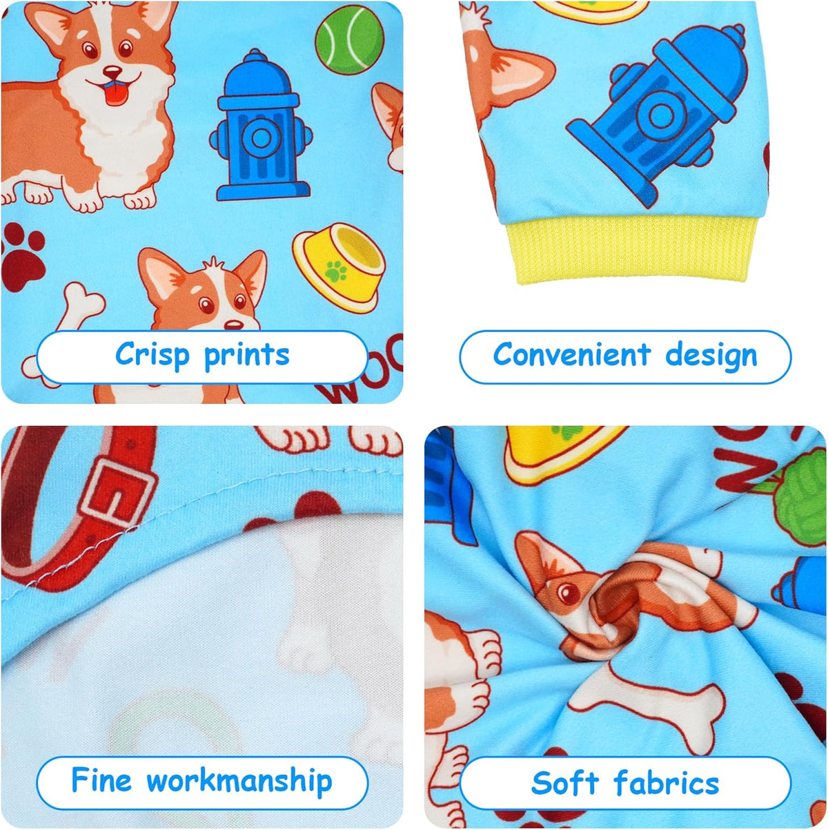 2PCS Dog Pajamas for Medium Sized Dog Pjs Clothes Puppy Onesies Outfits Pet Jammies Boy Girl Male Female Apparel Soft Strechy Paw Bone Print M