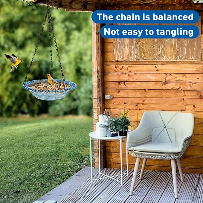 2 Pack Hanging Bird Baths, Hanging Bird Feeders for Outdoors, Bird Water Bowl for Garden Yard Decor(Plastic, Blue Color)