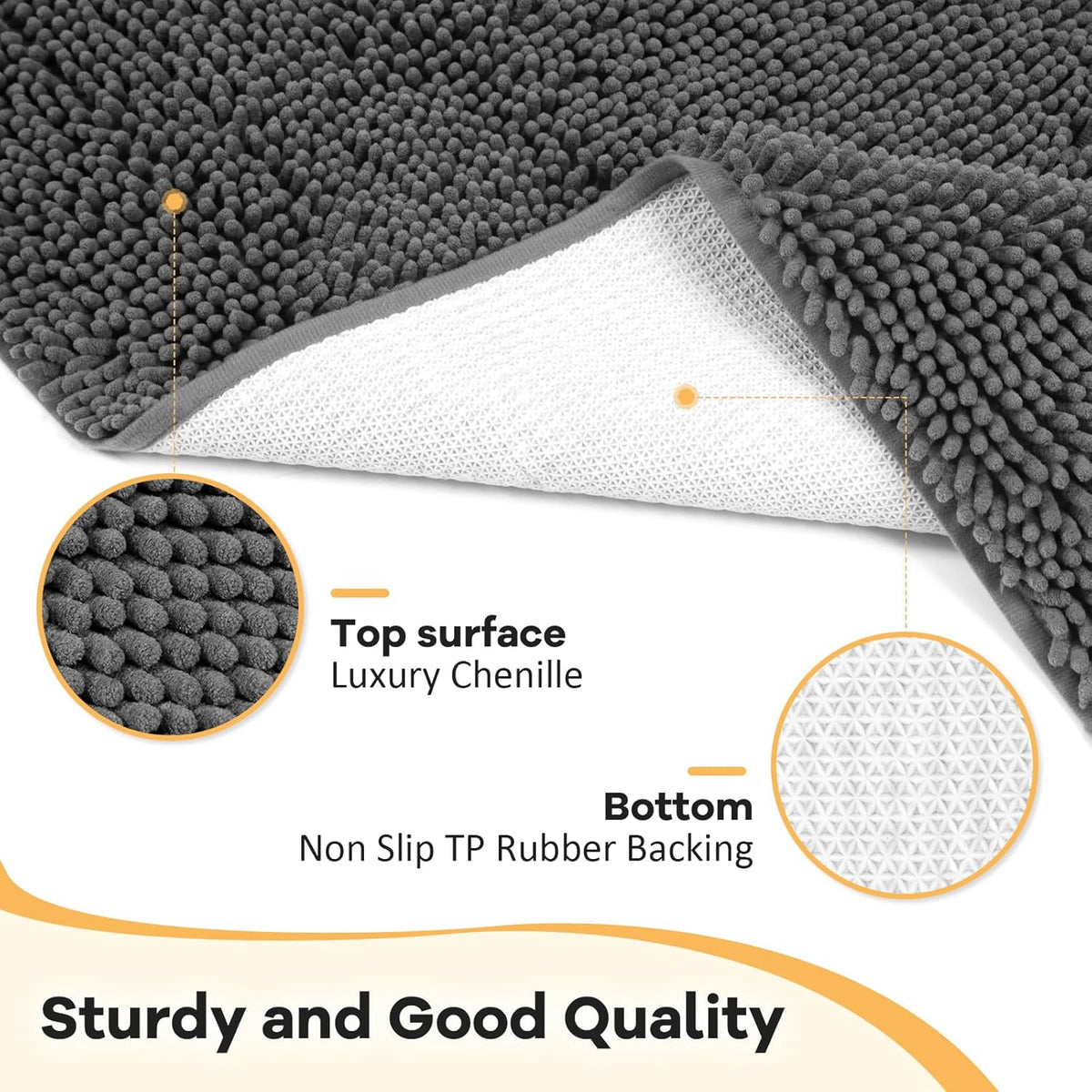 Absorbent Dog Door Mat for Muddy Paws, 60" x 24" Chenille Indoor Mats for Entryway, Trap Dirt Front Door Mat Indoor Entrance Washable Non Slip Soft