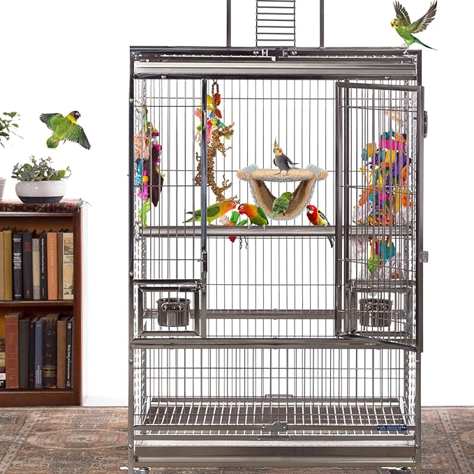 BWOGUE Winter Warm Bird Nest Bed Hanging Hammock Snuggle Hut Parrot House Tent Toy Bird Cage Perch for Parakeet Budgies Cockatiels Lovebird Cockatoo Finch Hamster Chinchilla Guinea Pig
