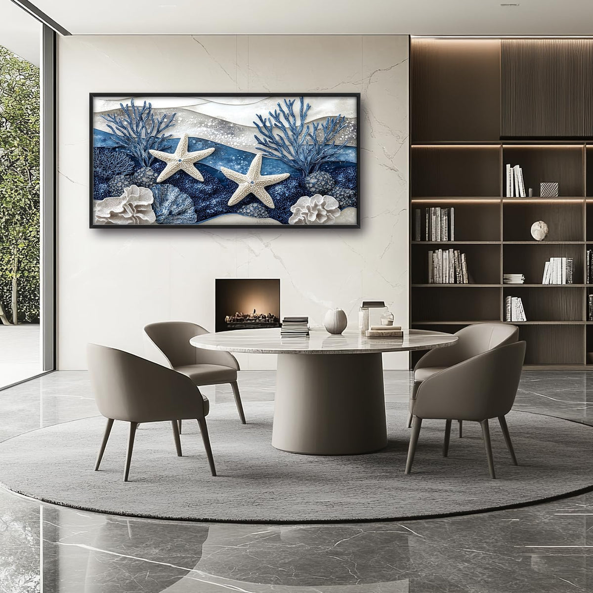 Large Starfish Nautical Wall Art for Living Room, Ocean Canvas Oversized Wall Decor, Sea Animal Modern Framed Pictures Painting Print Artwork for Bedroom Office 60"L x 30"W