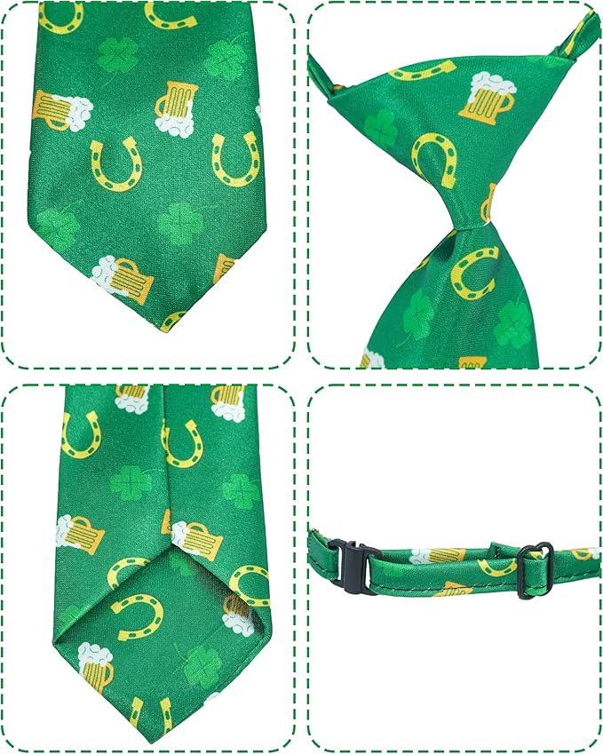PET SHOW 10 Pack St. Patrick's Day Dog Ties Neckties for Large Medium Dogs Adjustable Holiday Grooming Accessories Neck Ties Bowties Girl Boy Pets Festival Costumes Puppy Wedding Party Gift Favor