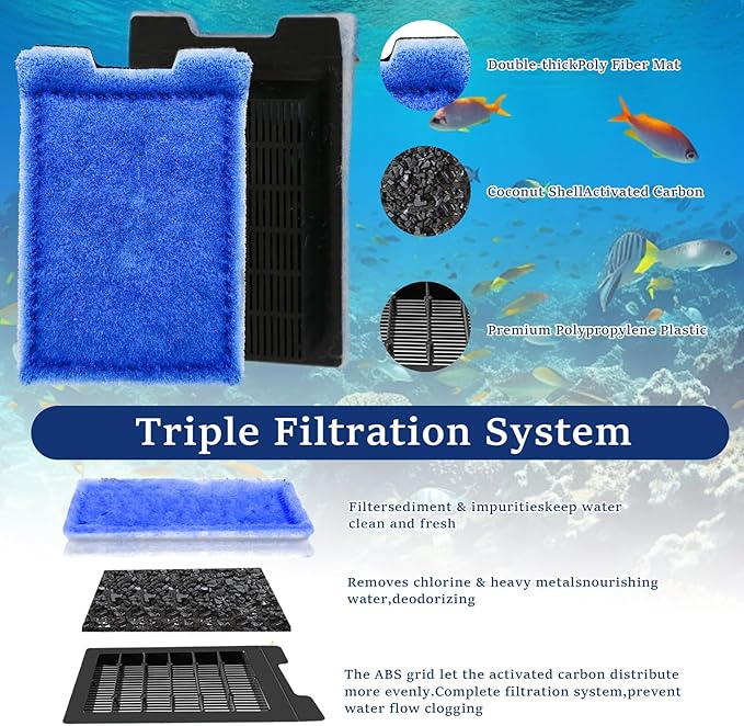 8 Pack Aquarium Filter Cartridges Rite-Size Z - Compatible with Marineland Eclipse & Emperor & Hidden Filtration System, Carbon Fish Tank Filters Replacement, Bio Media for Aquarium Filter