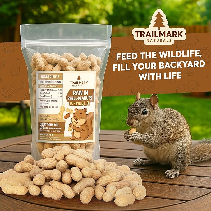 8 LB - Raw Peanuts For Squirrels, Raw In Shell Peanuts For Birds and Wildlife- Squirrel Food, Wild Bird Seed - Grown in The USA