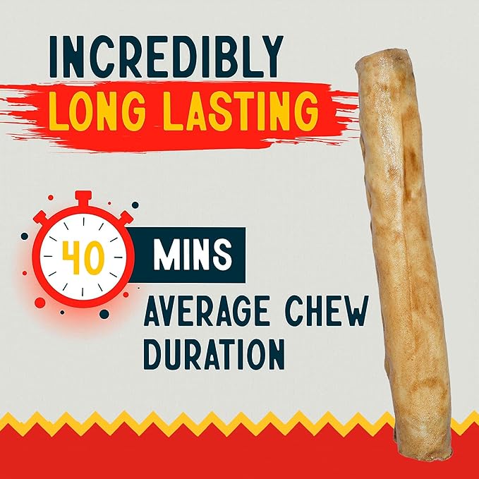 Canine Chews 8-9" Chicken Basted Dog Rawhide Retriever Rolls (25 Pack) - USA-Sourced Chicken Basted Dog Chews - Healthy Dental Chews