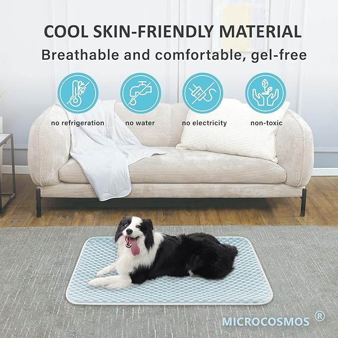 MICROCOSMOS Pet Cooling Mat & Sleeping Pad- Breathable Bubble Surface, EZ Clean. Keep Cooling for Pets, Kids and Adults in Summer.(BlueWhite, 40" x 28")