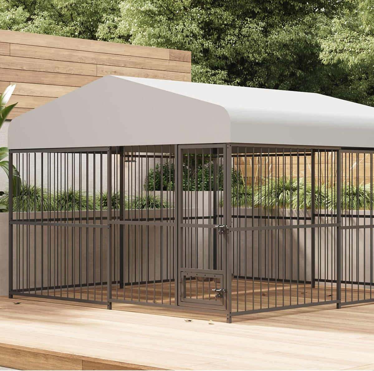 10x10x6FT Large Dog Kennel Outside Dog Playpen Outdoor Dog Enclosures with UV-Resistant Waterproof Roof Covered Dog House Outdoor,Lock,for Medium and Large Dogs,Easy Assembly
