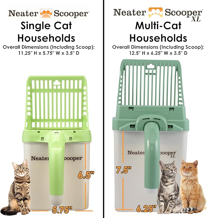 Neater Pet Brands Neater Scooper XL Cat Litter Scoop, 15 Refill Bags – Extra-Large Capacity Mess-Free Cat Litter Scooper with Bag for Large & Multiple Cats, Spill-Proof Litter Box Scooper with Holder