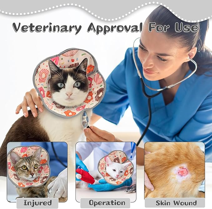 Cat Cone Collar Soft for Wound Healing, Foldable Neck Recovery Cone Anti Licking, Small Adjustable Surgery Cat Head Cone Alternative for Kittens(Size: L)