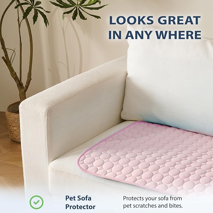 MICROCOSMOS Summer Cooling Mat & Sleeping Pad- Water Absorption Top, Materials Safe, Easy Carry, EZ Clean. Keep Cooling for Pets, Kids and Adults.(Pink, 28" x 22")