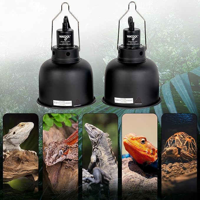 Reptile Light Fixture 2 Pack, 5.5 in Deep Dome Reptile Heat Lamp Fixture, Optical Reflection Terrarium Light Fixture for Reptile UVB UVA Heat Basking Bulbs