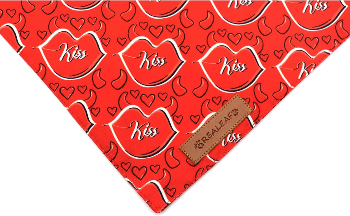 Realeaf Valentine's Day Dog Bandanas 2 Pack, Reversible Heart Dog Scarf for Boy and Girl, Premium Durable Fabric, Holiday Love Bandana for Large and Extra Large Dogs Pets (X-Large)