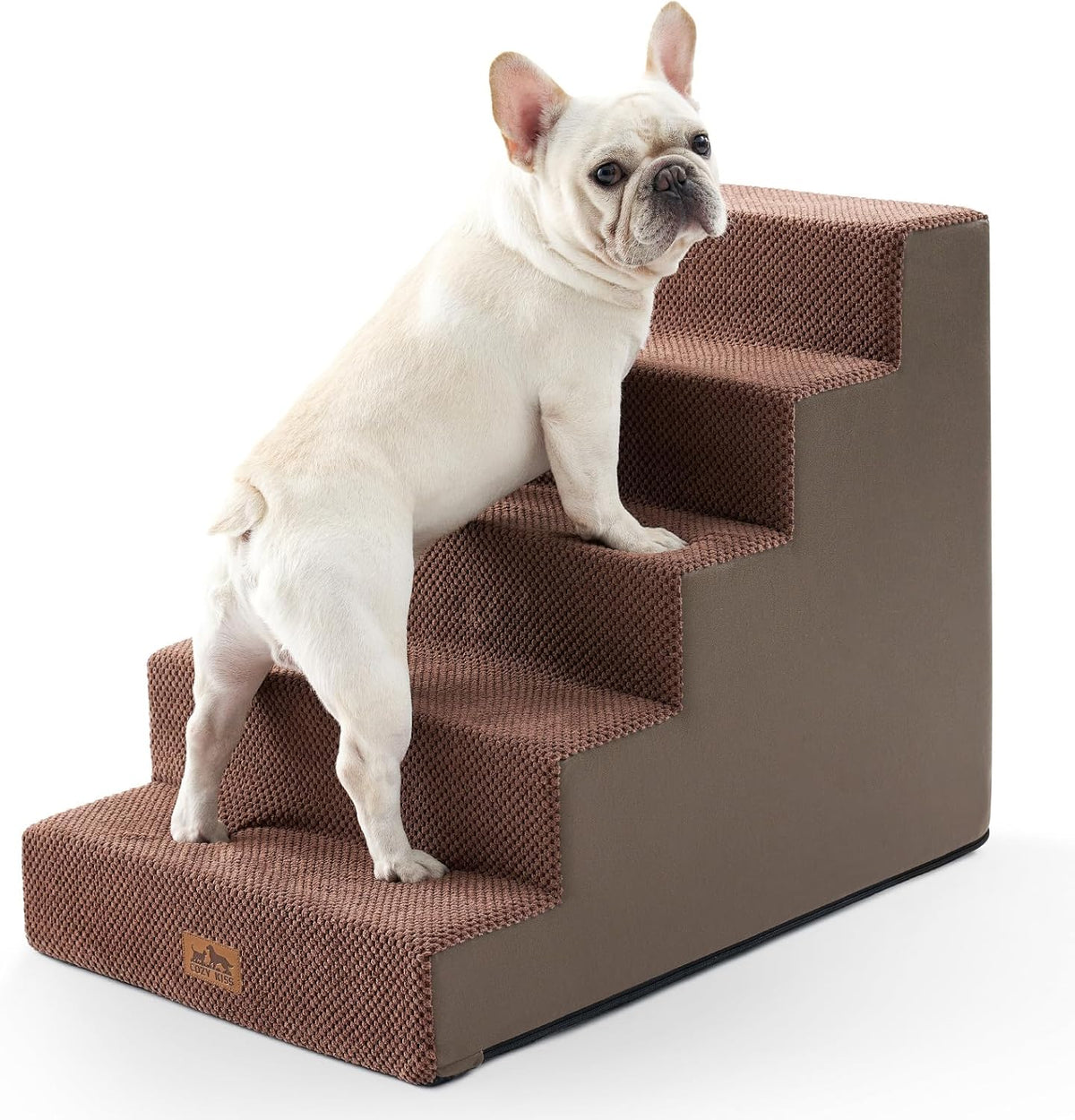 Dog Stairs for Small Dogs, 5 Tier Wider Pet Stairs for High Beds, 23.6" H Non-Slip Dog Steps for Old Cats, Puppies, Small Medium Dogs, 29.5x19.7x23.6 inch, Brown