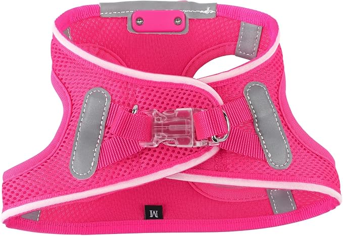 Light Up Dog Harness,Rechargeable LED Dog Harness for Small Medium Large Dogs,Reflective Lighted Safety Vest for Night Walking & Camping,Lightweight & Adjustable,Pink,L