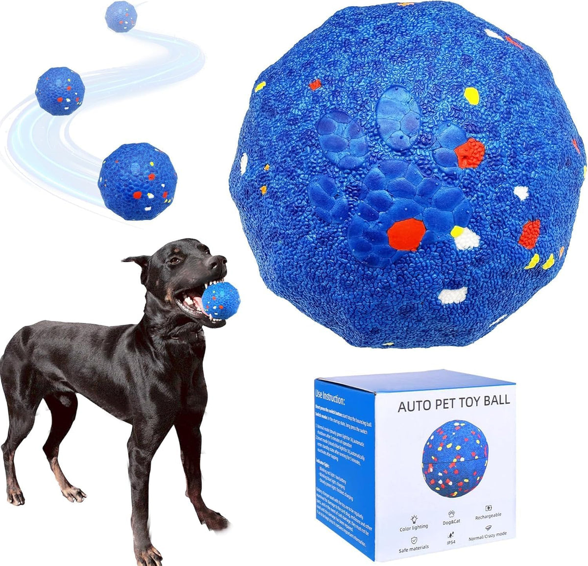 Interactive Dog Toys Dog Balls Activated Automatic Rolling Ball for Puppy Small Medium Dogs Smart Jumping Automatic Moving Bouncing and Rotating Ball Vibrating Keep Them Busy