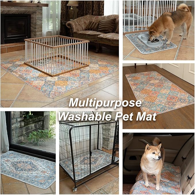nunubaby Washable Pee Pads for Dogs, Stylish, Non-Slip and Leak-Proof Pee Pads. Reusable Potty Pads for Dogs for Crates and Floors.(Gray/Geo, 36" x72")