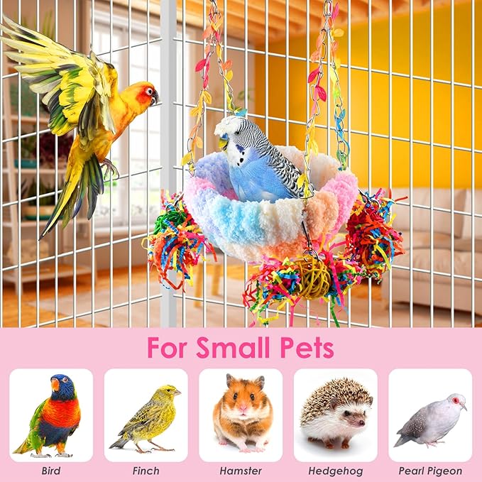 KATUMO Budgies Nest, Conure Snuggle Bed Bird Swing Bed Parrotlet Breeding Nest Finches Nest for Small Animals, Size Small