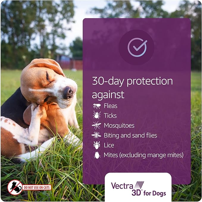 Vectra 3D for Dogs Flea, Tick & Mosquito Treatment & Prevention for Medium Dogs (21 – 55 lbs) , 6 month supply