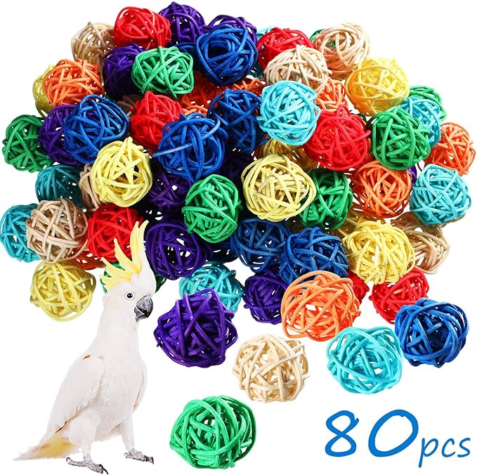 Sumind 80 Pieces Parrot Toy Wooden Blocks Bird Chewing Toys Mini Wood Chips Small Parrot Cage Accessories for DIY Playing Chewing Shredding Mixed Large Bird Toys, Random Color