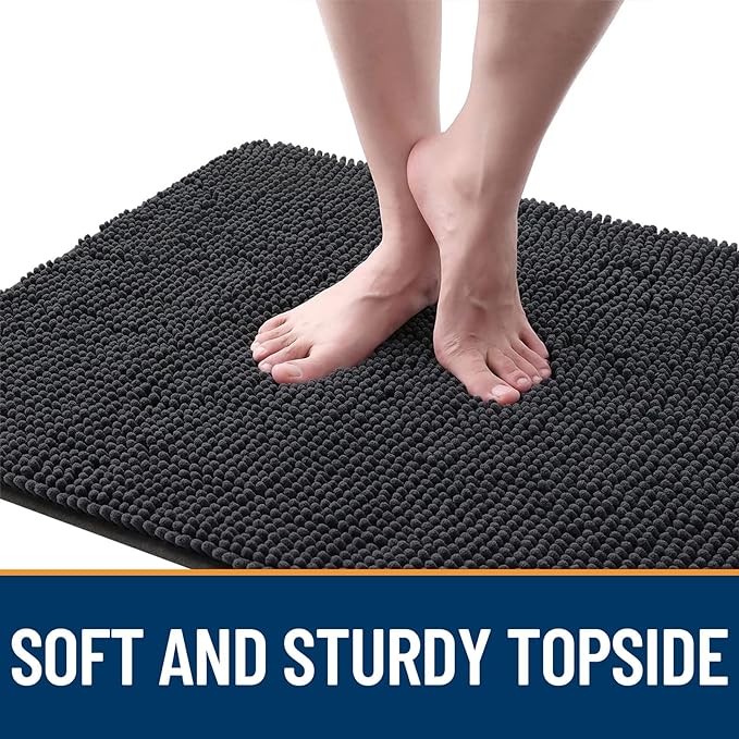 OLANLY Dog Door Mat Set 4-Piece 36x24, Absorbs Moisture and Dirt, Absorbent Non-Slip Washable Doormat, Quick Dry Chenille Mud Mat for Dogs, Entry Indoor Entryway Carpet for Inside Floor, Dark Grey