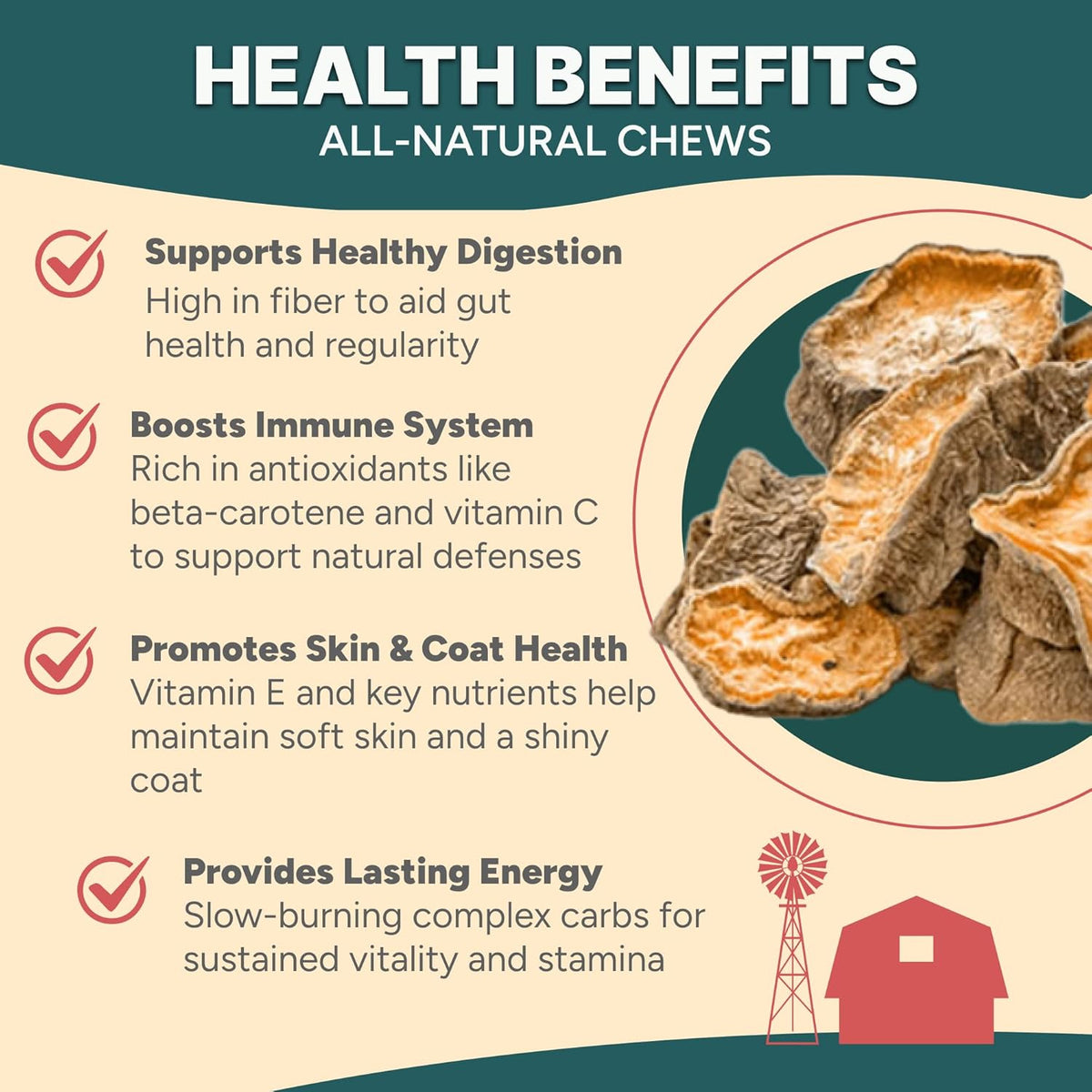 Gaines Family Farmstead Sweet Potato Chips for Dogs - 8 oz Single-Ingredient, All-Natural Dog Treats, Grain-Free & High in Fiber, Made in USA, Crunchy Training Treats
