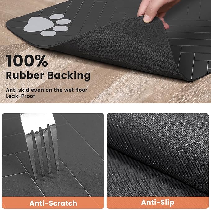 Pet Feeding Mat-Absorbent Pet Placemat for Food and Water Bowl, with Waterproof Rubber Backing, Quick Dry Water Dispenser Mat for Dog and Cat (20"x12", Blue)