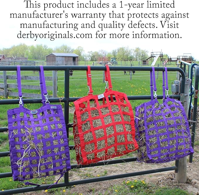 Derby Originals Superior Slow Feeder Horse Hay Bag with Super Tough Bottom and 1 Year Warranty