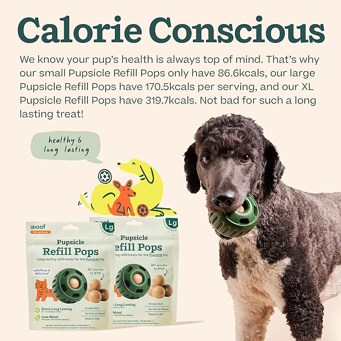 WOOF Pupsicle Refill Pops - Low-Mess Dog Snacks - with Peanut Butter and Beef - Dog Treats - Long Lasting - Large Pops - 7 Count - 2 Pack