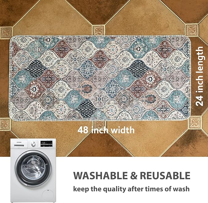 nunubaby Washable Pee Pads for Dogs, Stylish, Non-Slip and Leak-Proof Pee Pads. Reusable Potty Pads for Dogs for Crates and Floors.(Dark Red/Multi, 24" x48" )