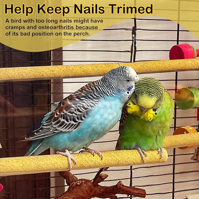 S&X Small Bird Perch Covers, Sand Perch Covers Sandpaper for Budgies, Canaries, Parakeets, Lovebirds and Other Small Birds, 6-Pack