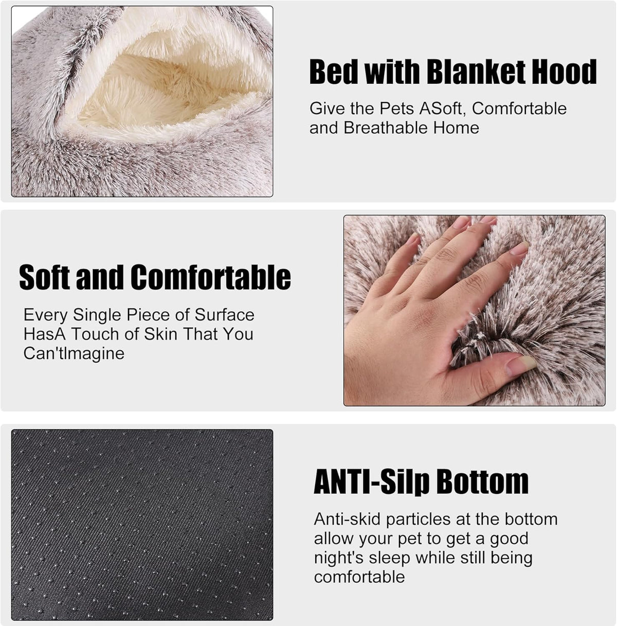 HYQ Small Dog Bed, Cat Beds for Indoor Cats Washable, Cozy Cat Cave Bed, Non-Slip Cat Beds, Calming Dog Bed with Hooded Cover, Dog Bed with Cover for Small Medium Pets (Coffee, 24×24 Inch)
