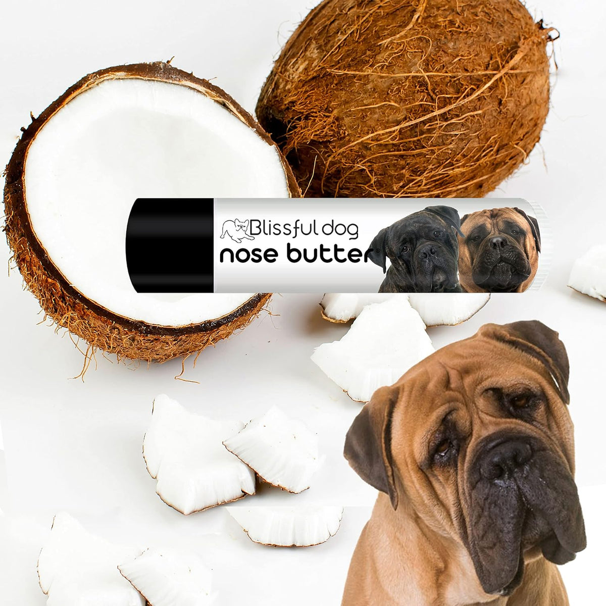 The Blissful Dog Bullmastiff Nose Butter for Dry, Cracked Skin, Lick-Safe Dog Nose Balm with Moisturizing Shea Butter, Almond, Olive, and Essential Oils, Pet Supplies, Uncented, 0.15 oz.