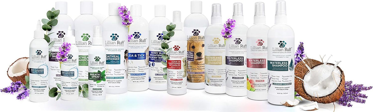 Lillian Ruff Calming Oatmeal Pet Shampoo & Conditioner for Dry Skin & Itch Relief with Aloe & Hydrating Essential Oils - Replenish Moisture & Deodorize - Dog Shampoo & Conditioner for Sensitive Skin