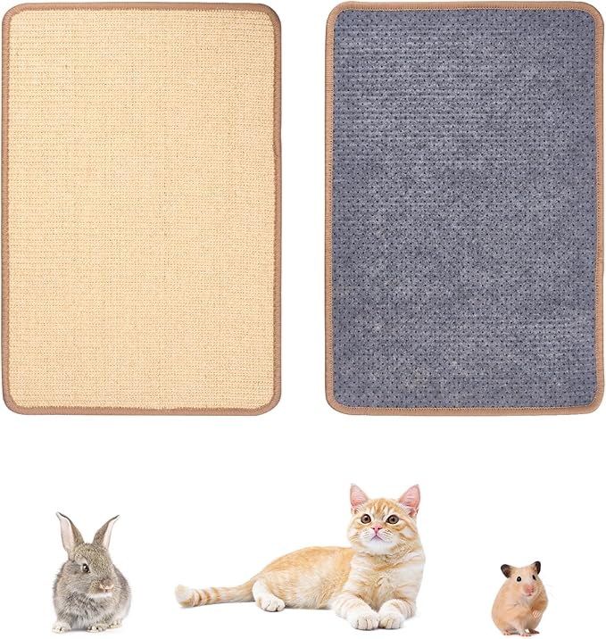 Uranshin Rabbit Scratching Pad,Natural Sisal Bunny Scratch Pad, Rabbit Kitten Cat Scratching Mats for Cages Chew Toys for Bunny Pet Cage Claws and Teeth Care for for Biting Sleeping Bedding Nesting