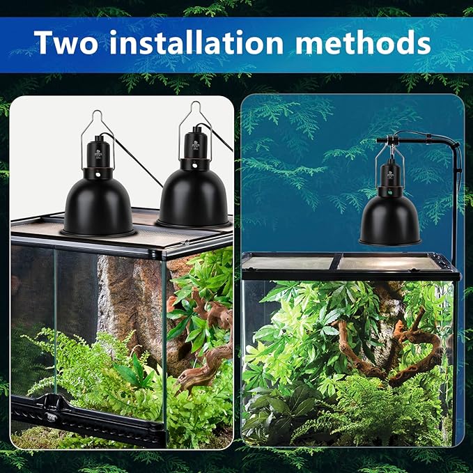 Reptile Light Fixture, 5.5 inch Optical Reflection Shallow Dome Heat Lamp Fixture, UVB Heat Basking Lamp Fixture for Amphibian Reptile Terrariums