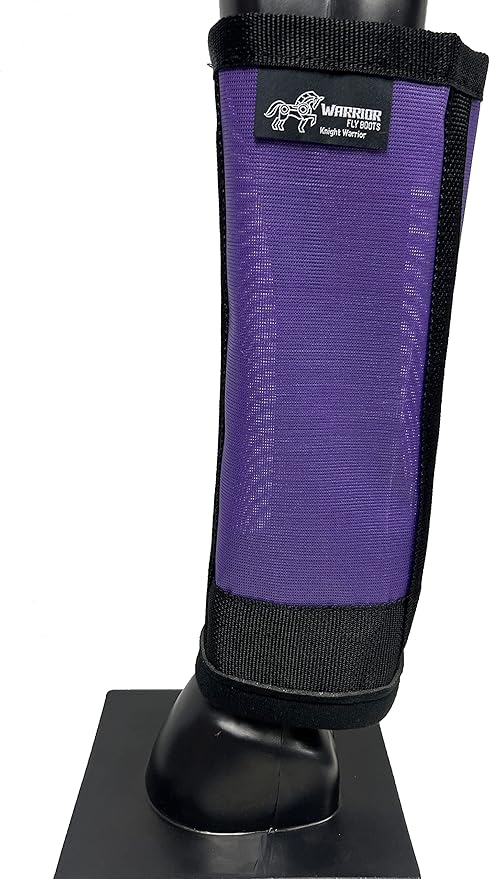 Warrior Fly Boots for Horses - Breathable Mesh Horse Boots for Fly Protection & Leg Comfort - Set of 4 (The Warrior, Purple)