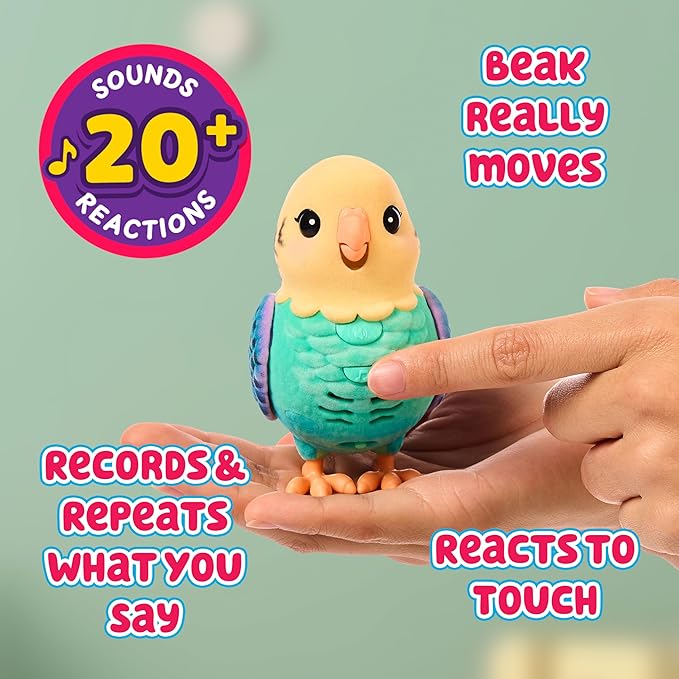 Little Live Pets My Really Real Talking Bird Toy & Cage - Indie, Interactive Voice Repeating Toy, 20+ Sounds & Reactions, Talking Toys for Kids 5-7
